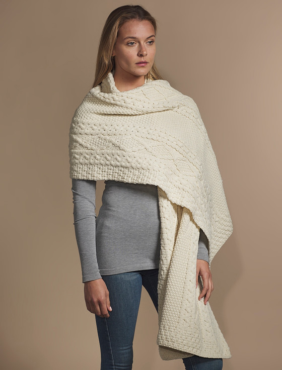 aran cashmere Griffin Clan Aran Wrap