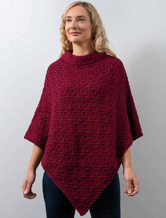 aran cashmere ‎H‎awthorn Patt‎ern Aran Poncho‎