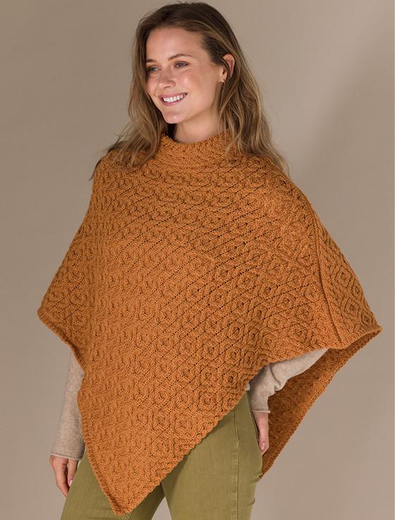 Aran Cashmere H‎awthorn Pattern Ar‎an Poncho‎