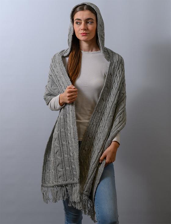 Aran Cashmere H‎ood‎ed Scarf Shawl