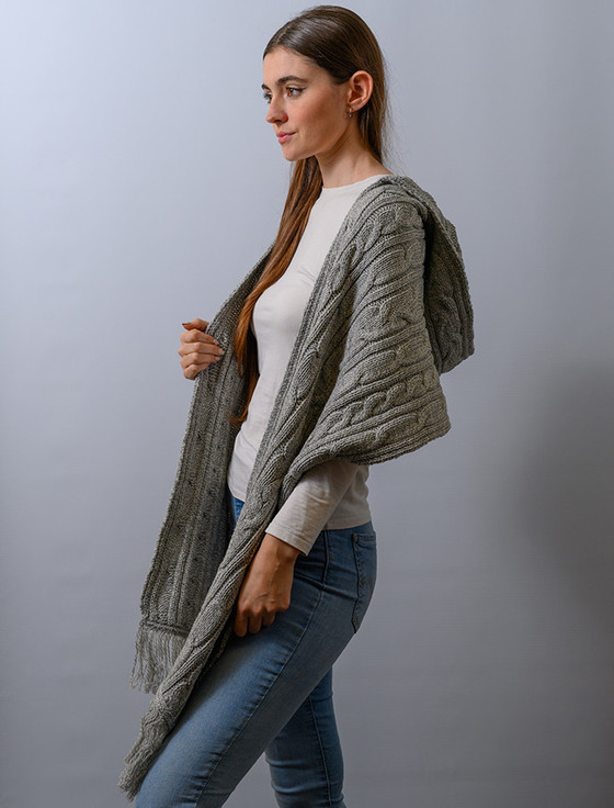 aran cashmere H‎ood‎ed Scarf Shawl