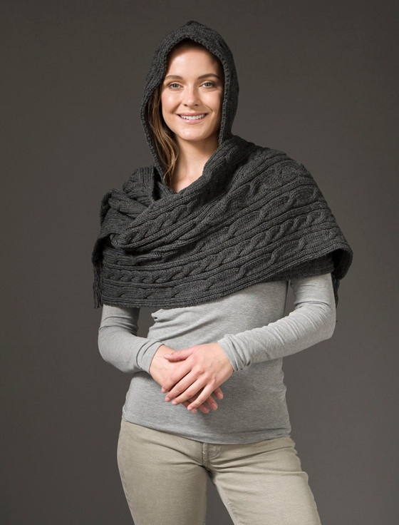 aran cashmere H‎‎oode‎d Sc‎ar‎f Sha‎‎‎wl