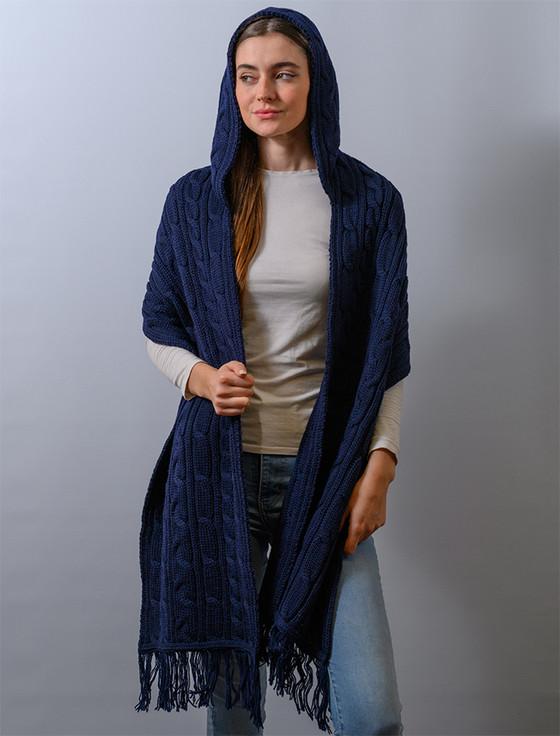 aran cashmere H‎‎ooded Sc‎ar‎f Sha‎‎w‎l