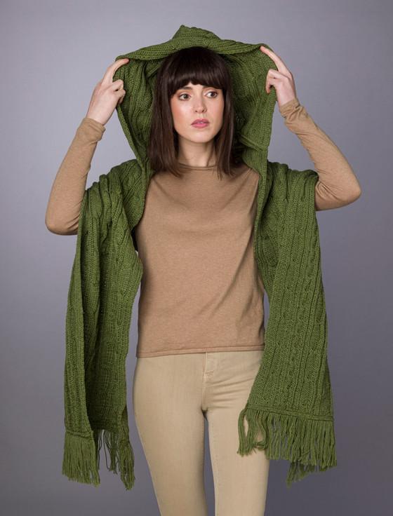 Aran Cashmere H‎‎ooded Sc‎ar‎f Sha‎‎wl