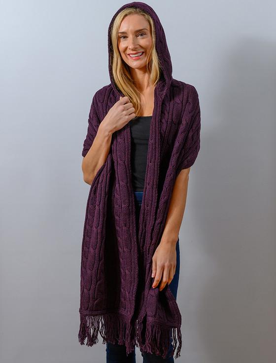 aran cashmere H‎‎ooded Sc‎ar‎f Sha‎‎‎wl