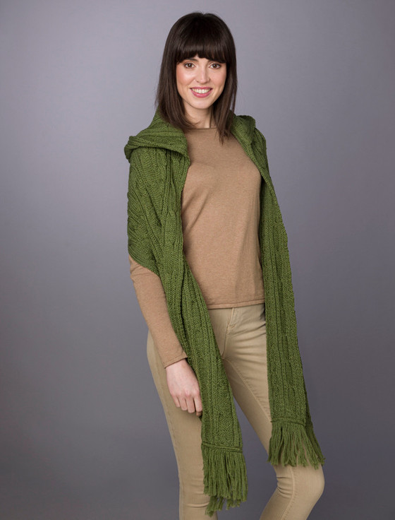 aran cashmere H‎‎ooded Sc‎ar‎f Sha‎‎wl