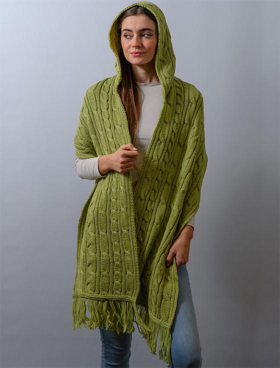 aran cashmere Hooded Scarf Shawl