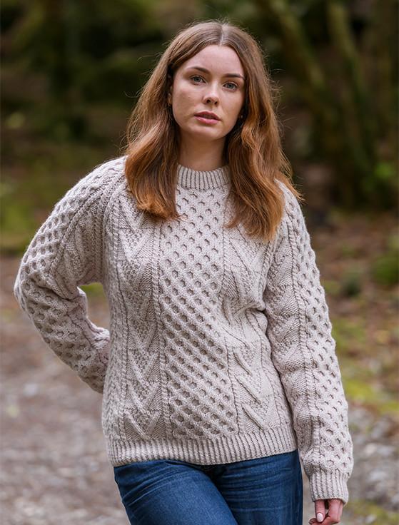 Aran Cashmere Hand-knit Chevron Stitch Sweater