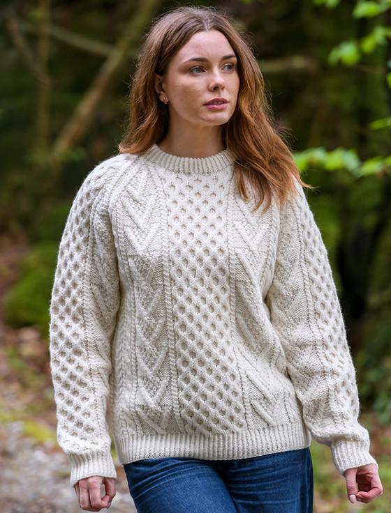 aran cashmere Hand-knit Chevron Stitch Sweater ‎‎