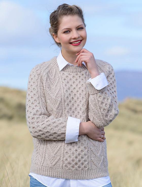 Aran Cashmere Hand-knit Chevron Stitch Sweater 