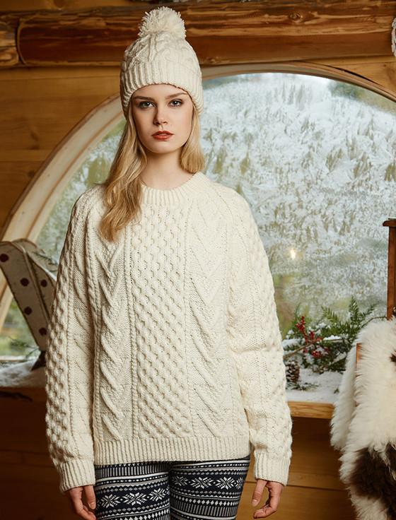 Aran Cashmere Hand-knit Chevron Stitch Sweater 