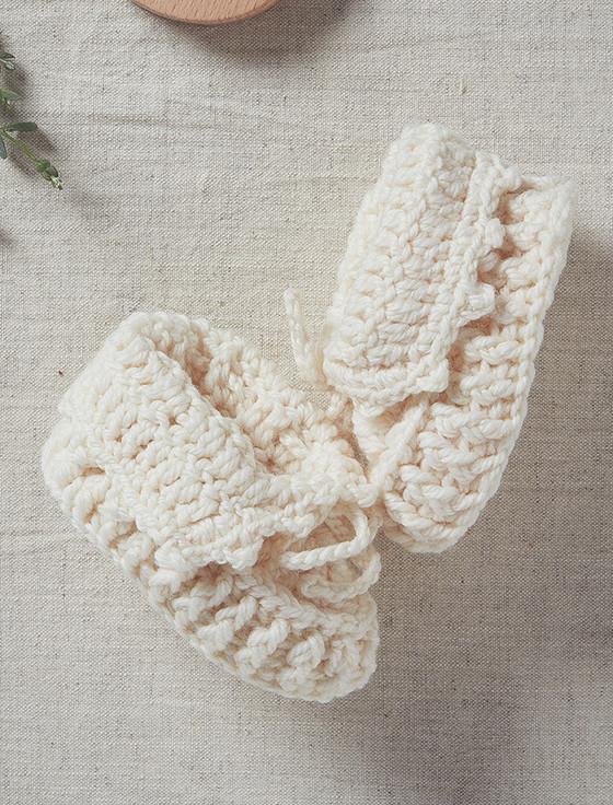 aran cashmere Handknit Baby Booties with Bow