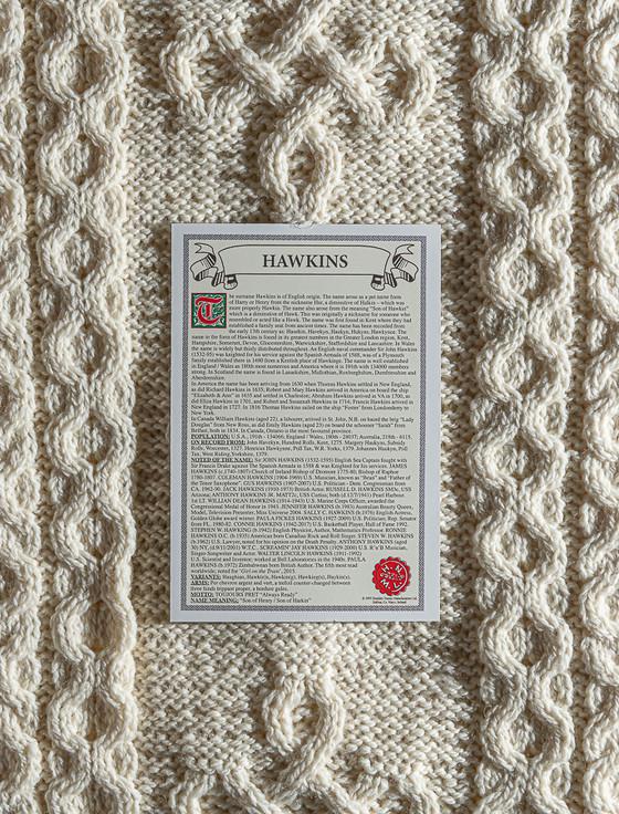 Aran Cashmere Hawkins Clan Scarf