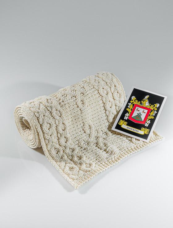 aran cashmere Hawkins Clan Scarf