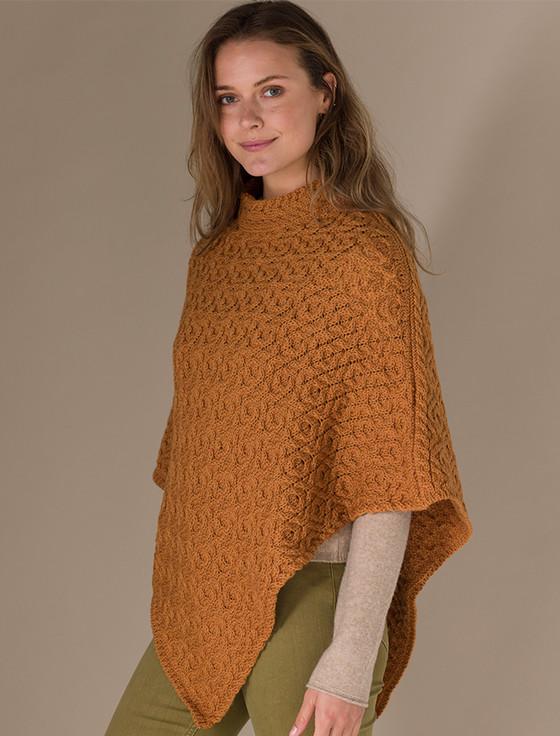 Aran Cashmere Hawthorn Pattern Aran Poncho