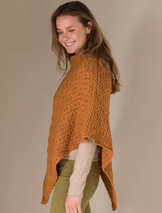 Aran Cashmere Hawthorn Pattern Aran Poncho