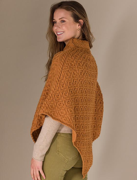 Aran Cashmere Hawthorn Pattern Aran Poncho