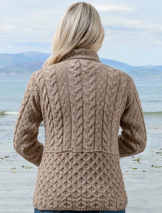 Aran Cashmere Honeycomb Button-Up Cardigan