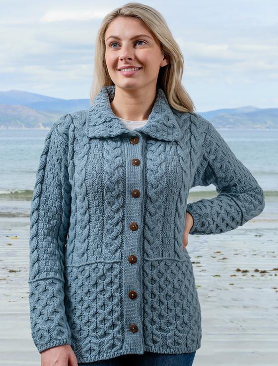 aran cashmere Honeycomb Button-Up Cardigan‎‎‎‎‎‎‎‎