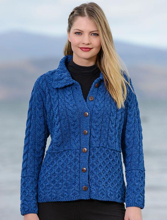 Aran Cashmere Honeycomb Button-Up Cardigan‎‎‎‎‎‎