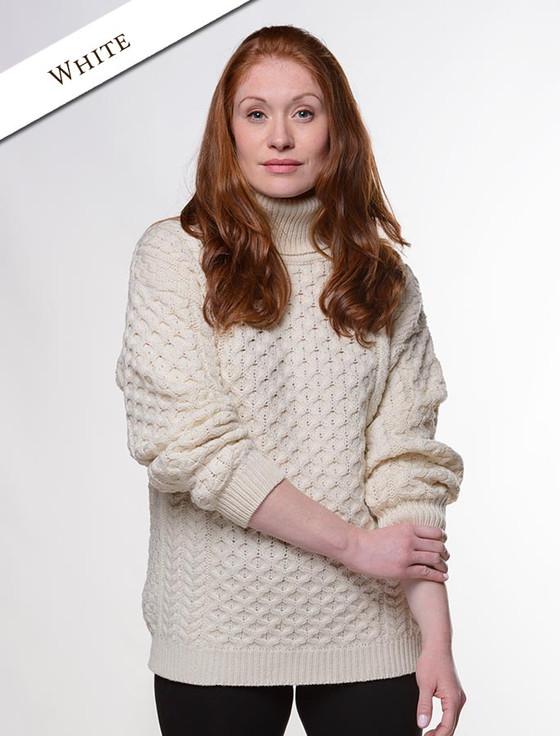 Aran Cashmere Honeycomb Turtleneck Aran Sweater‎