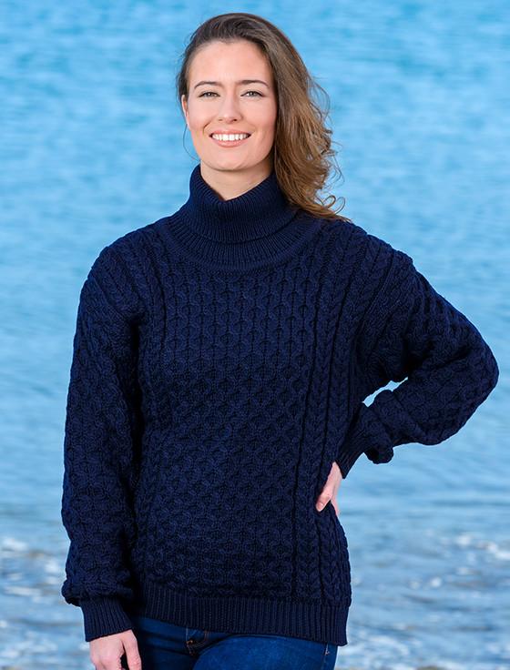 Aran Cashmere Honeycomb Turtleneck Aran Sweater‎‎‎‎