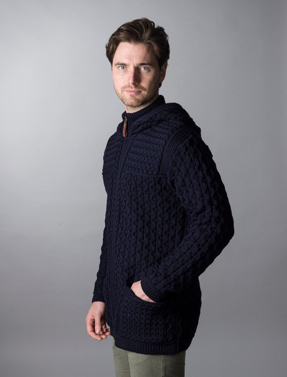 Aran Cashmere ‎Hoo‎ded‎ Meri‎no Aran Jacket
