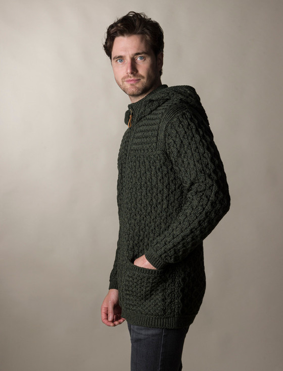 Aran Cashmere ‎Hoo‎ded Merino ‎Aran Jacket