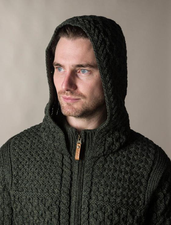 Aran Cashmere ‎Hoo‎ded Merino ‎Aran Jacket