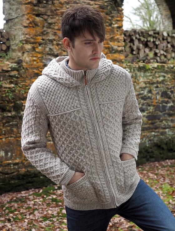 Aran Cashmere ‎Hoo‎ded Merino Aran Jacket