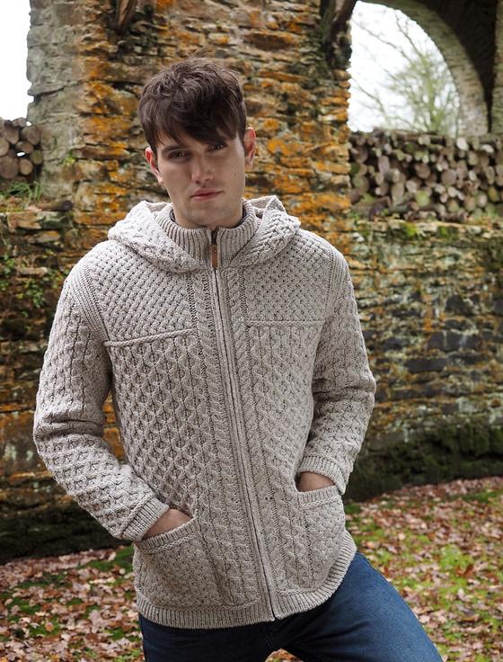 Aran Cashmere ‎Hoo‎ded Merino Aran Jacket