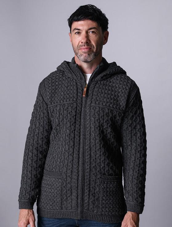 Aran Cashmere Hooded Merino Aran Jacket