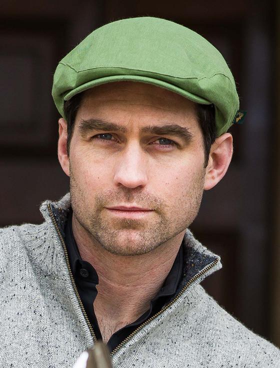 aran cashmere Irish Linen Flat Cap - Green