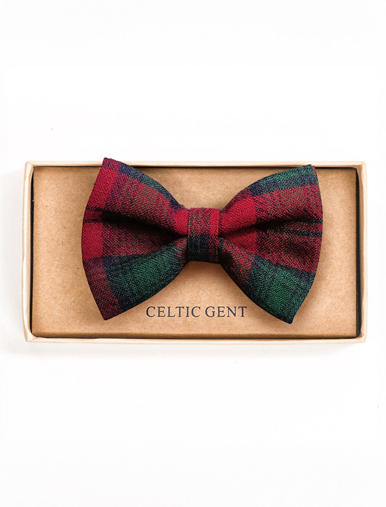 aran cashmere Irish Tweed Bow Tie - Red/Green