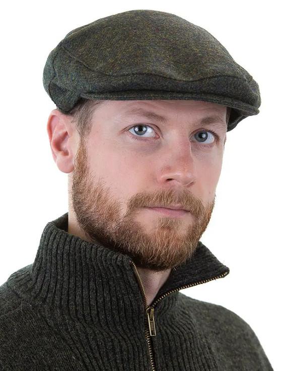 aran cashmere Irish Tweed Flat Cap - Dark Green