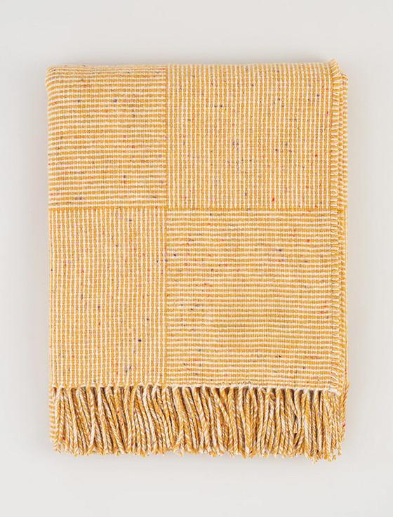 Aran Cashmere Irish Wool Basket Weave Throw - Camel