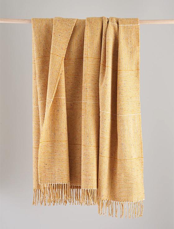 aran cashmere Irish Wool Basket Weave Throw - Camel