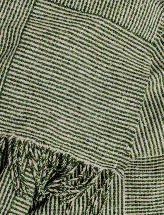 Aran Cashmere Irish Wool Basket Weave Throw - Green