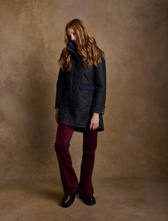 Aran Cashmere Jodie Waxed Coat - Heritage Navy