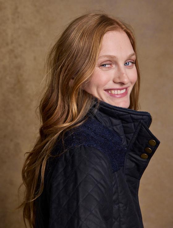 Aran Cashmere Jodie Waxed Coat - Heritage Navy