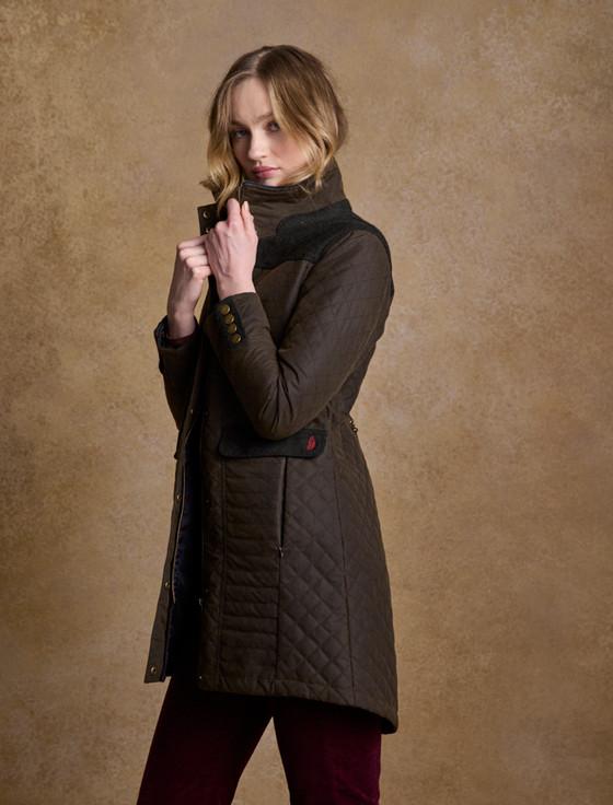 Aran Cashmere Jodie Waxed Coat - Olive