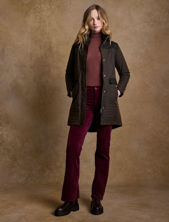 Aran Cashmere Jodie Waxed Coat - Olive