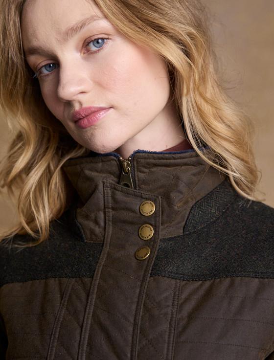 Aran Cashmere Jodie Waxed Coat - Olive