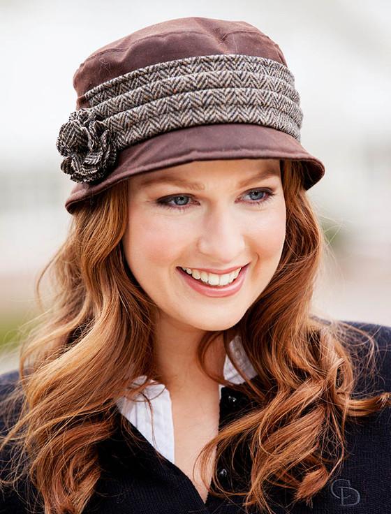 aran cashmere Kate Waxed Hat - Brown