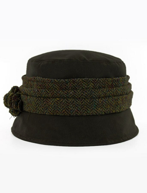 Aran Cashmere Kate Waxed Hat - Olive