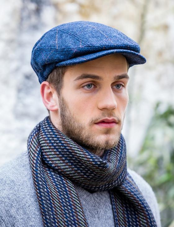 aran cashmere Kerry Tweed Flat Cap - Denim