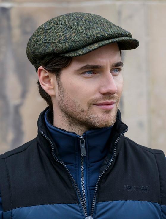 aran cashmere Kerry Tweed Flat Cap - Forest Green