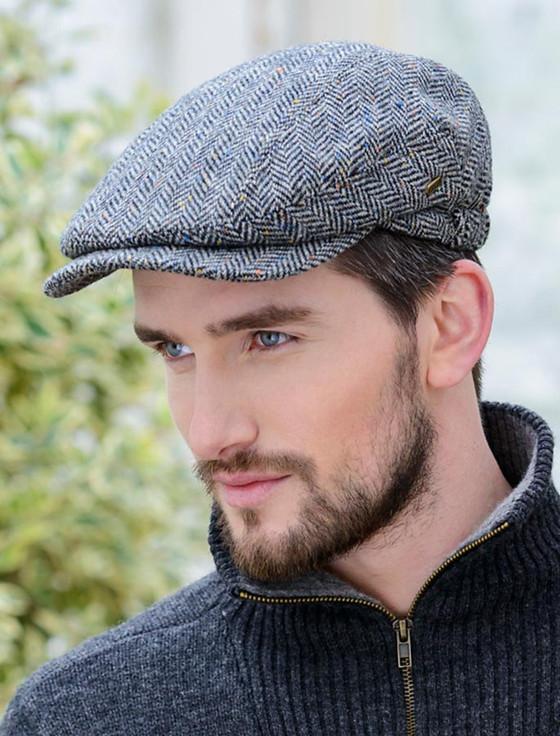 aran cashmere Kerry Tweed Flat Cap - Grey