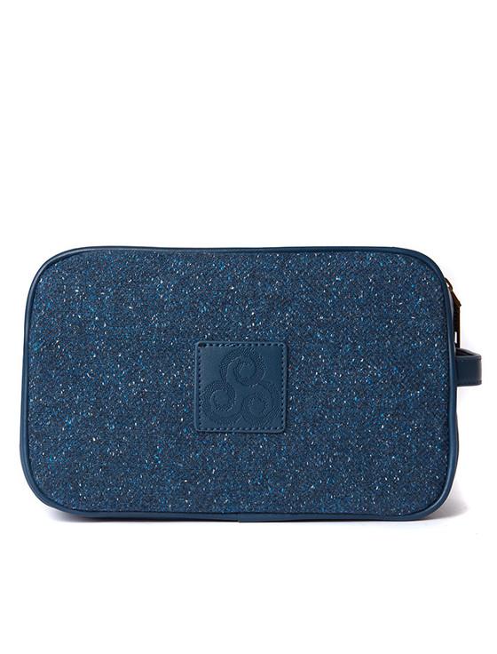 Aran Cashmere Kerry Tweed Washbag - Midnight Blue
