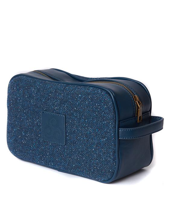 Aran Cashmere Kerry Tweed Washbag - Midnight Blue